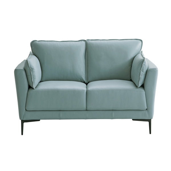 Brayden Studio® Deca Sage Green Genuine Leather Pillow Top Arms